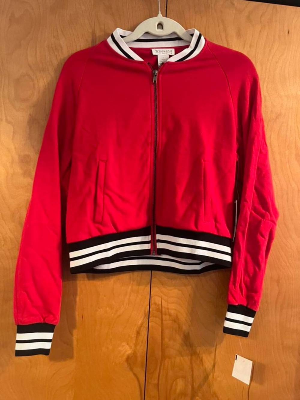 Andrea Jovine Red Jacket with Black and White Trim